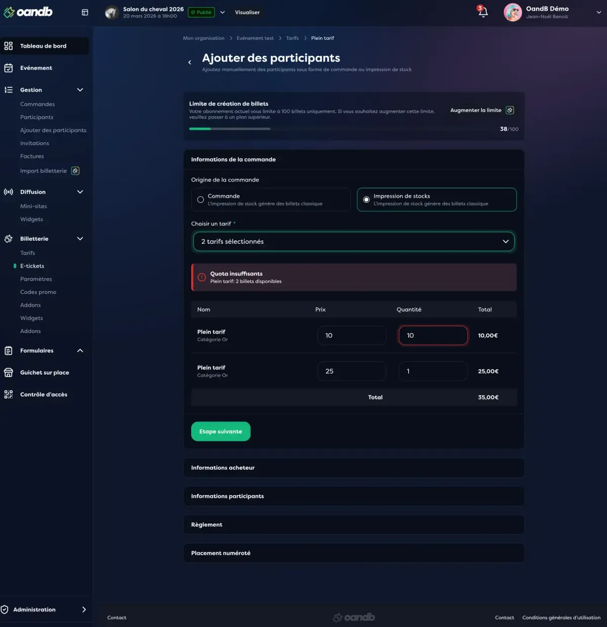 OandB - Back-Office Billeterie - Vignette 2